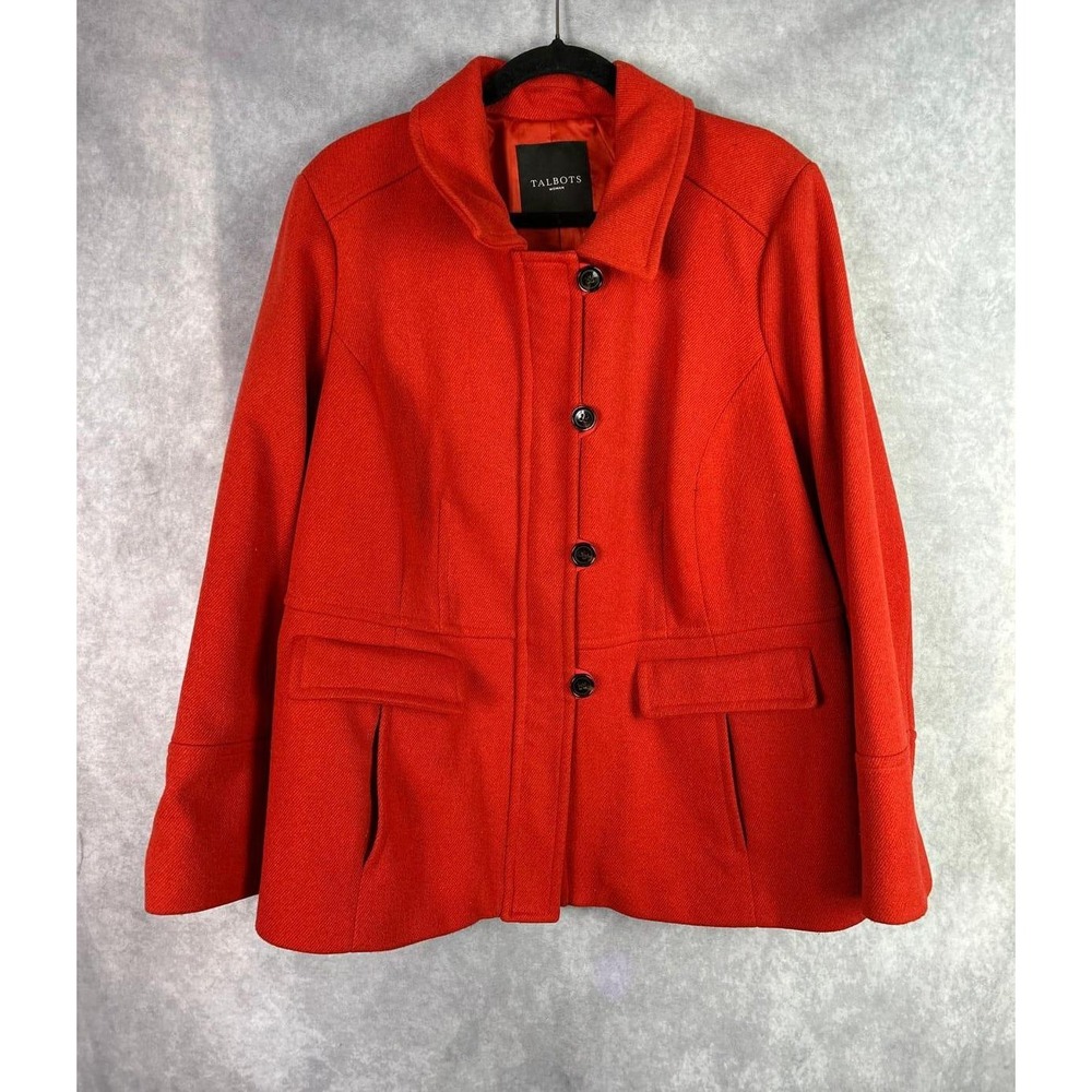 Talbots Woman‎ Red Wool Blend Peplum Style Blazer Jacket Size 1X